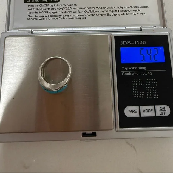 Sterling Silver Turquoise and Cubic Zirconia Inlay Ring Size 8 - Picture 5 of 5